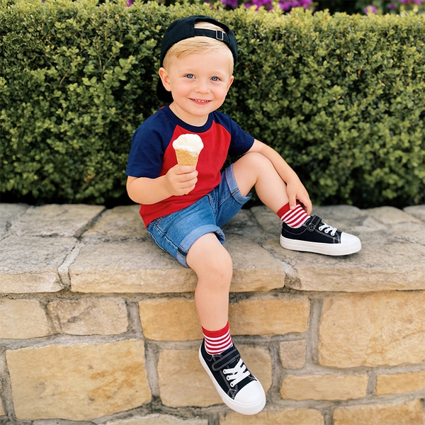 Toddler Sneakers with Hook-and-Loop Strap - BLACK - 1