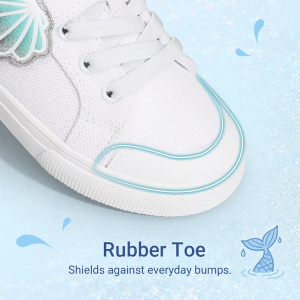 Toddler Girls’ Protective Rubber Toe Sneakers  - WHITE - 2
