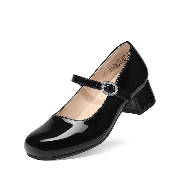 Girls’ Square Toe Heels - BLACK -  0