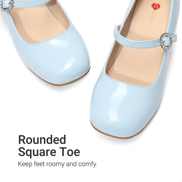 Girls’ Square Toe Heels - LIGHT BLUE - 4