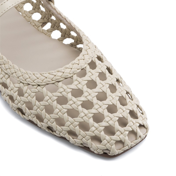 Women’s Woven Flats with Adjustable Strap - BEIGE - 8