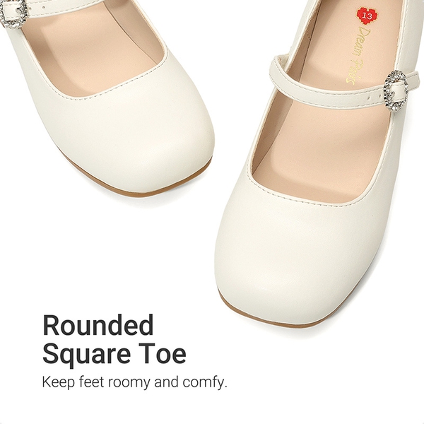 Girls’ Square Toe Heels - IVORY - 4