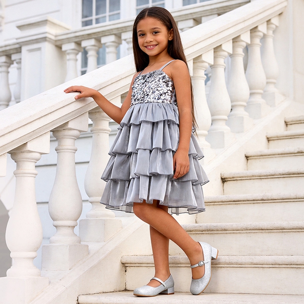 Girls’ Square Toe Heels - SILVER - 1