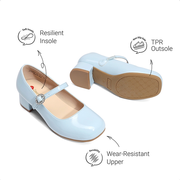 Girls’ Square Toe Heels - LIGHT BLUE - 5