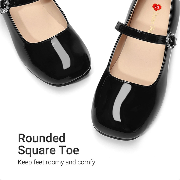Girls’ Square Toe Heels - BLACK - 4