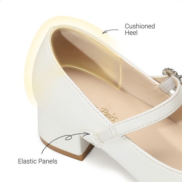 Girls’ Square Toe Heels - WHITE - 3