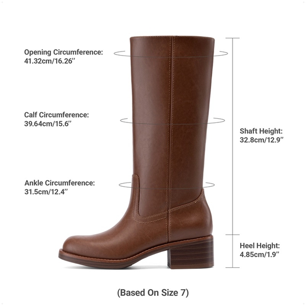 Women’s Retro Square Toe Block Heel Western Boots - BROWN - 3