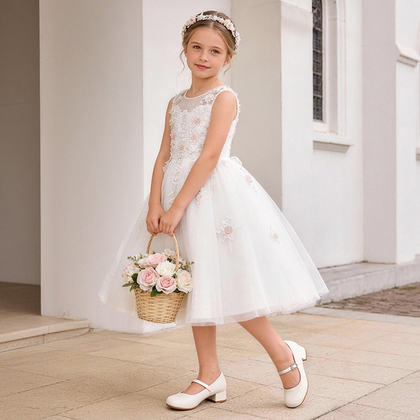 Girls’ Square Toe Heels - IVORY - 1