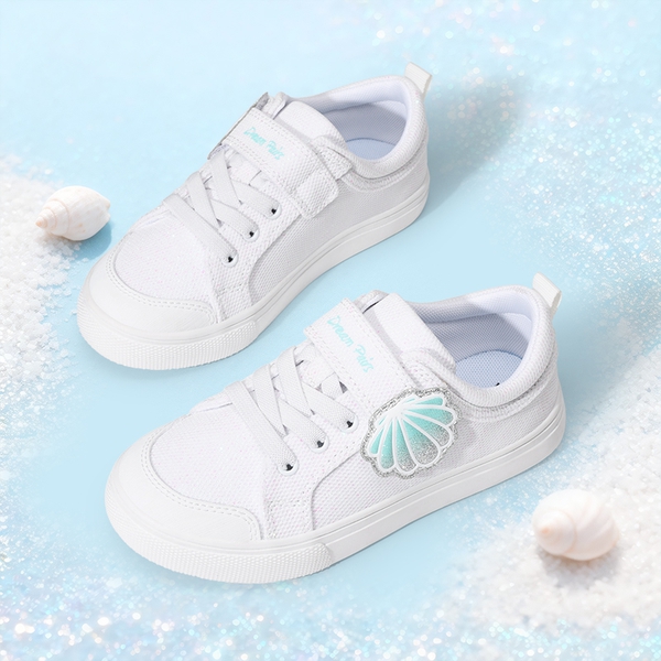 Toddler Girls’ Protective Rubber Toe Sneakers  - WHITE - 5