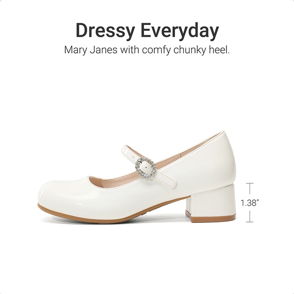 Girls’ Square Toe Heels - WHITE - 2