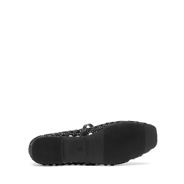 Women’s Woven Flats with Adjustable Strap - BLACK - 7
