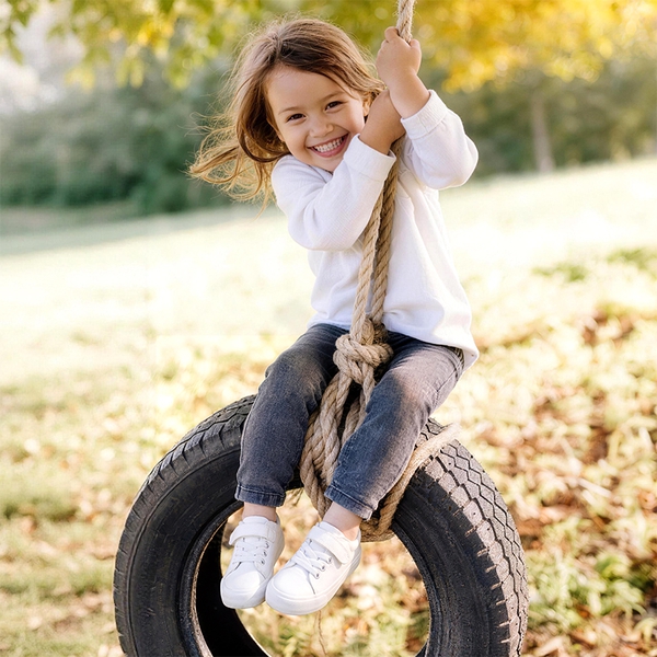 Toddler Sneakers with Hook-and-Loop Strap - ALL WHITE - 1