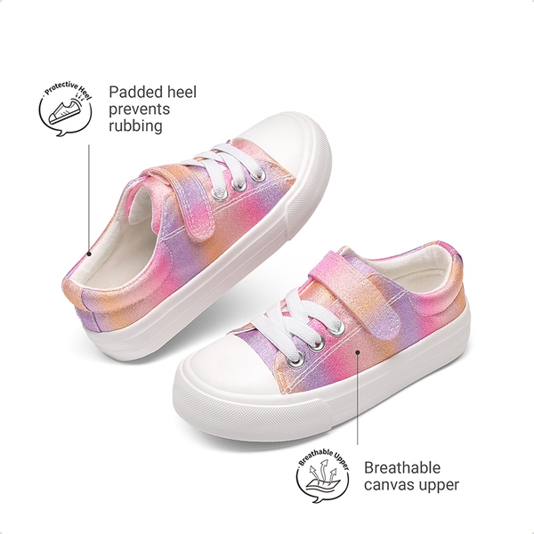 Toddler Sneakers with Hook-and-Loop Strap - PINK/RAINBOW - 3