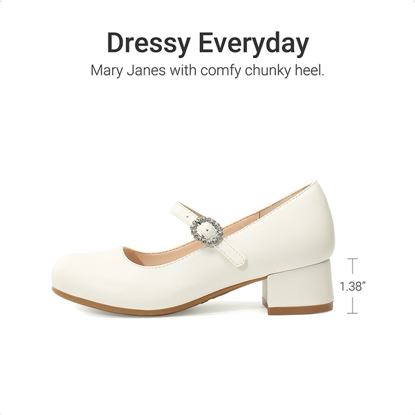 Girls’ Square Toe Heels - IVORY - 2
