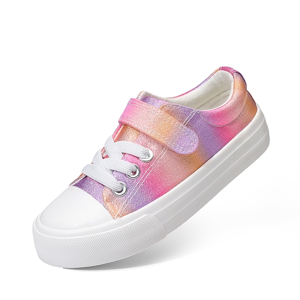 Toddler Sneakers with Hook-and-Loop Strap - PINK/RAINBOW -  0