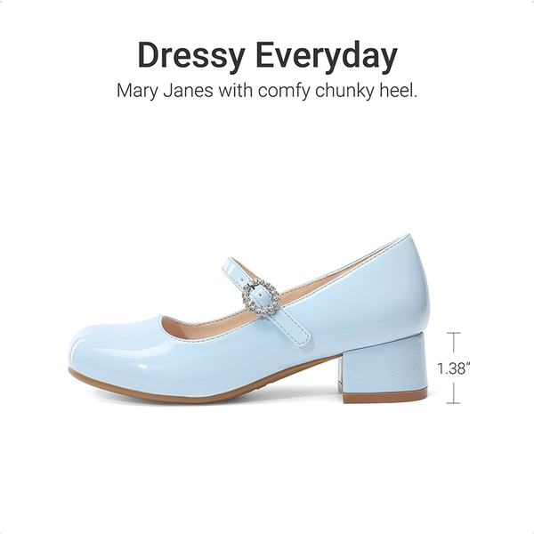 Girls’ Square Toe Heels - LIGHT BLUE - 2