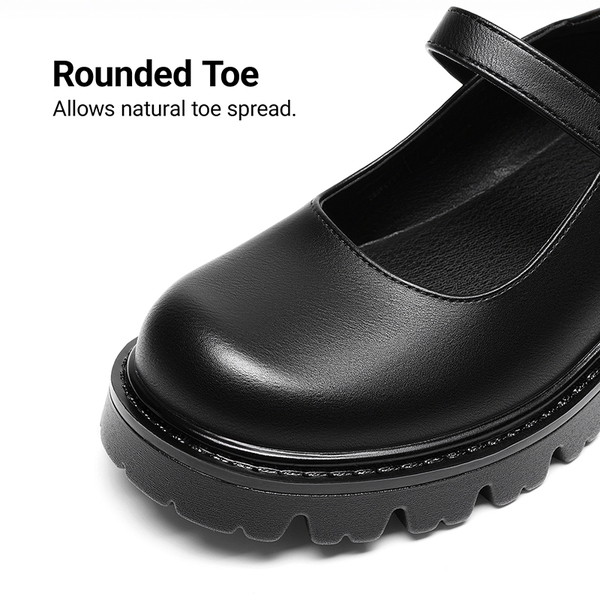Women’s Chunky Mary Jane Pumps with Padded Collar - BLACK-PU - 5