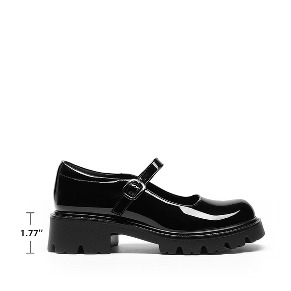 Women’s Chunky Mary Jane Pumps with Padded Collar - BLACK-PAT - 3