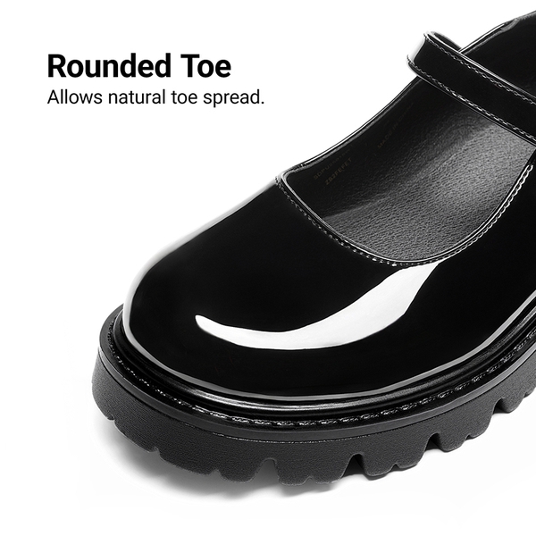 Women’s Chunky Mary Jane Pumps with Padded Collar - BLACK-PAT - 5