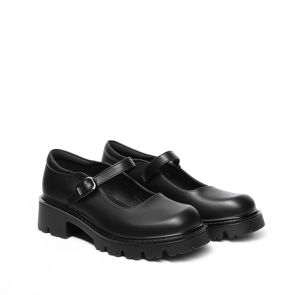 Women’s Chunky Mary Jane Pumps with Padded Collar - BLACK-PU - 4