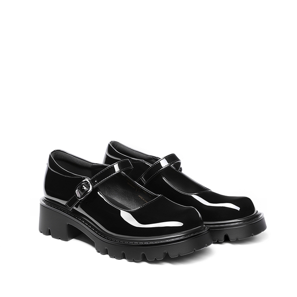 Women’s Chunky Mary Jane Pumps with Padded Collar - BLACK-PAT - 4