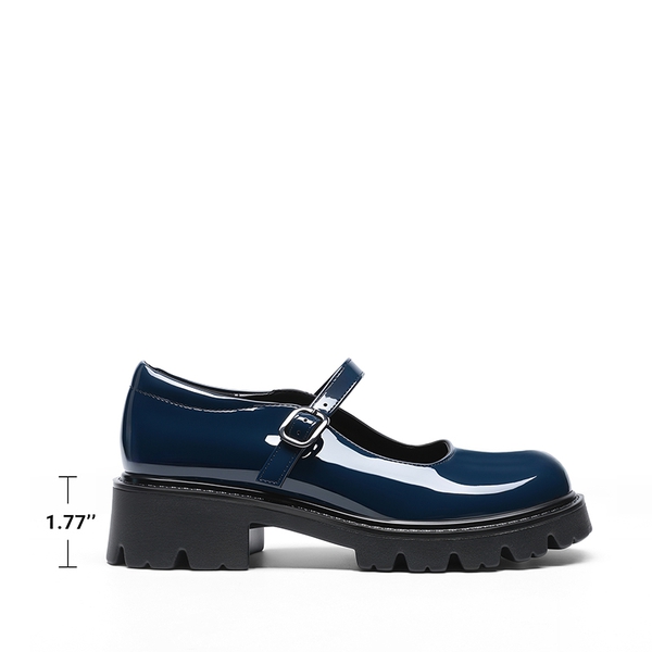 Women’s Chunky Mary Jane Pumps with Padded Collar - NAVY - 3