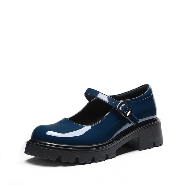 Women’s Chunky Mary Jane Pumps with Padded Collar - NAVY -  0