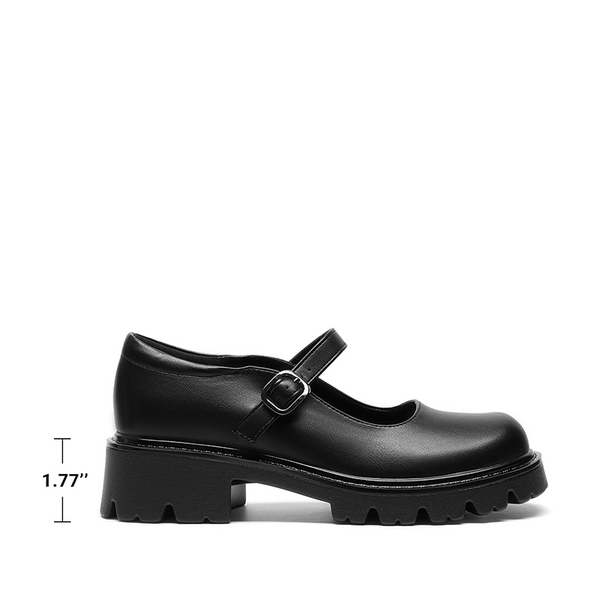 Women’s Chunky Mary Jane Pumps with Padded Collar - BLACK-PU - 3