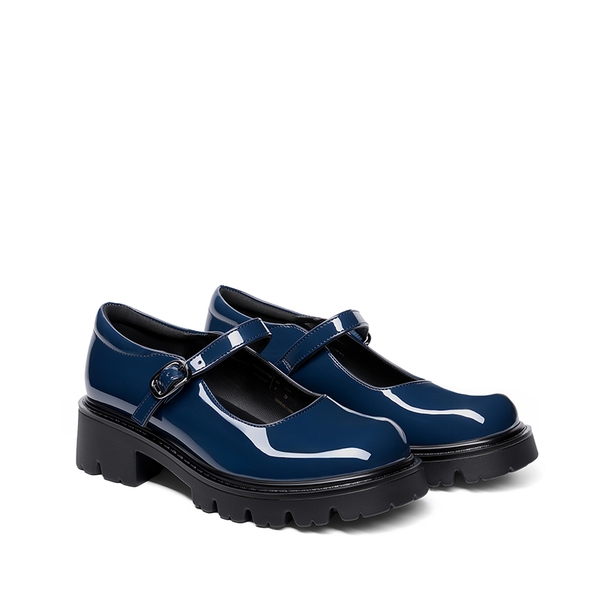 Women’s Chunky Mary Jane Pumps with Padded Collar - NAVY - 4