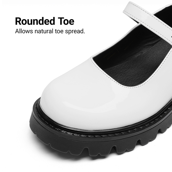 Women’s Chunky Mary Jane Pumps with Padded Collar - WHITE - 5