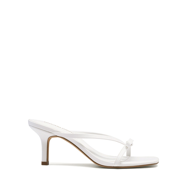 Women’s Bow Thong Kitten Heel Sandals with Non-Slip Sole - WHITE - 3