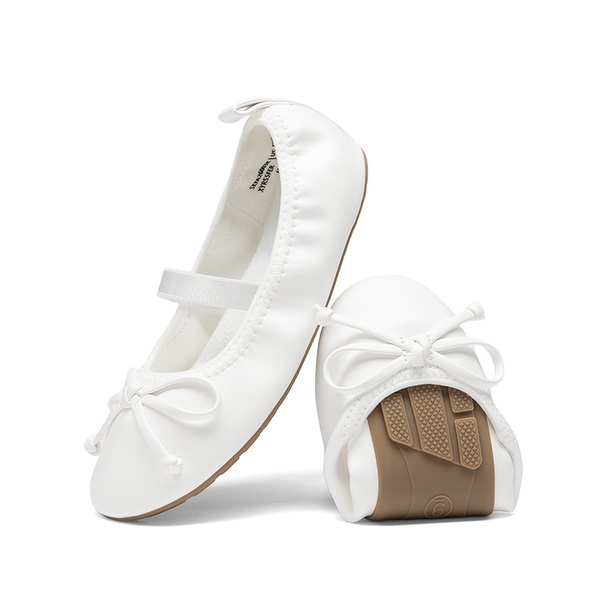 Girls’ Bow Dress Flats with Arch Support - WHITE - 6
