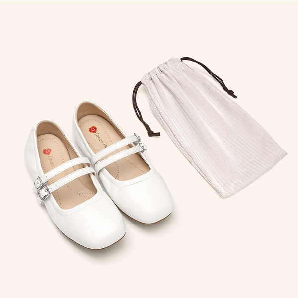 Girls’ Memory Foam Dress Flats with Arch Support - WHITE - 6