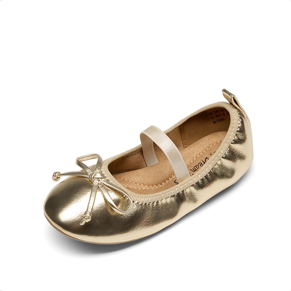 Girls’ Bow Dress Flats with Arch Support - GOLD -  0