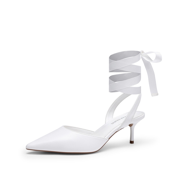 Women’s 2-in-1 Detachable Strap Heels - WHITE -  0