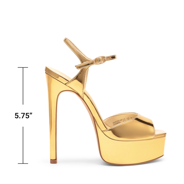 Women’s Platform Stiletto Heels with Cushioned Insole - GOLD - 3