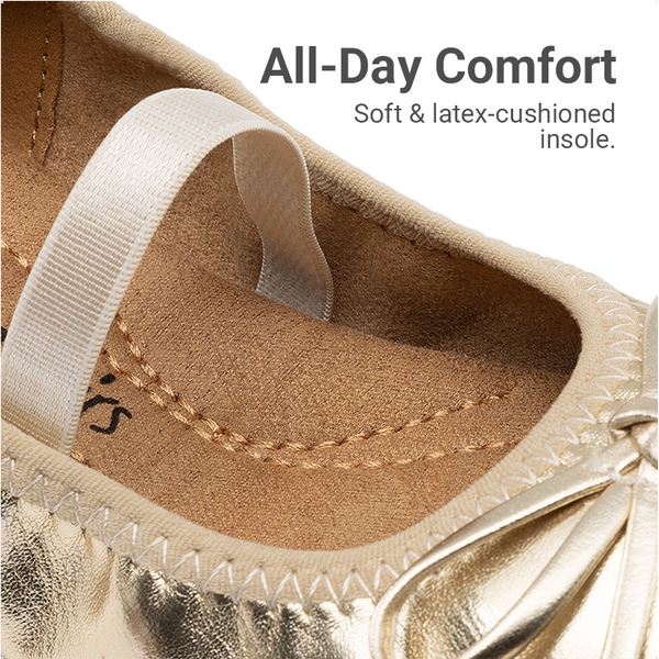 Girls’ Bow Dress Flats with Arch Support - GOLD - 2