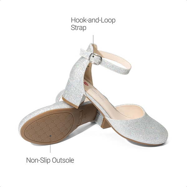 Girls’ Comfy Dress Shoes with Non-Slip Sole - SILVER - 4