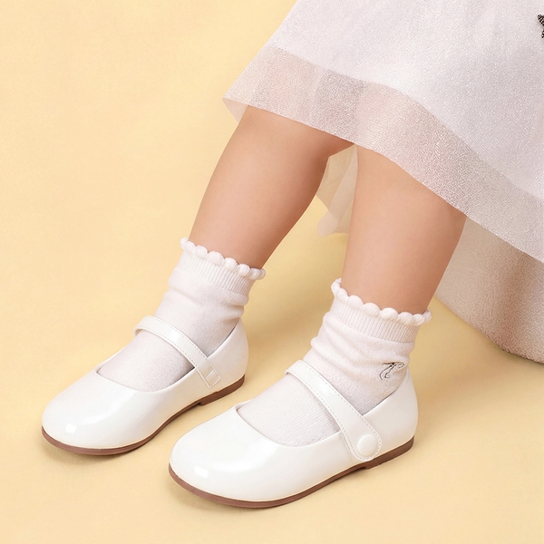 Girls’ Mary Jane Flats with Arch Support - WHITE - 1