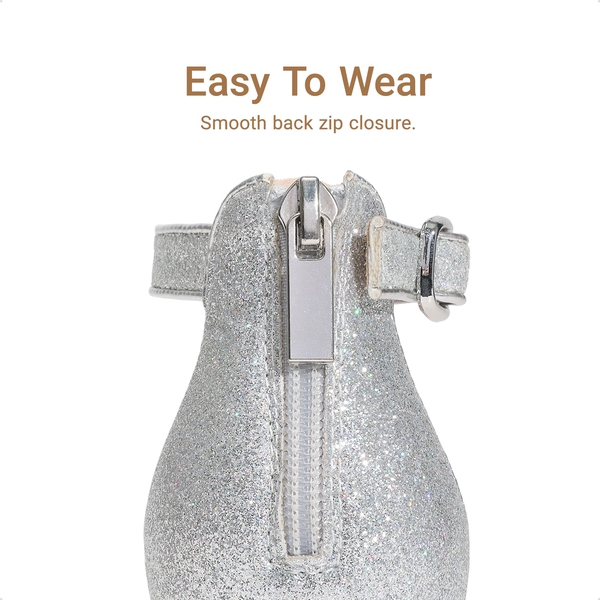 Girls’ Sparkly Wedge Sandals with Cushioned Heel - SILVER - 4