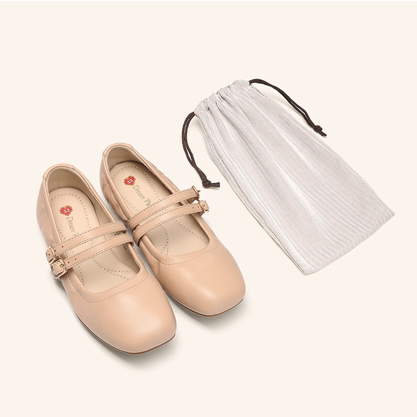 Girls’ Memory Foam Dress Flats with Arch Support - NUDE - 6