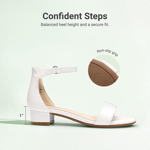 Girls’ Comfy Party Heels with Buckle Closure - WHITE - 4
