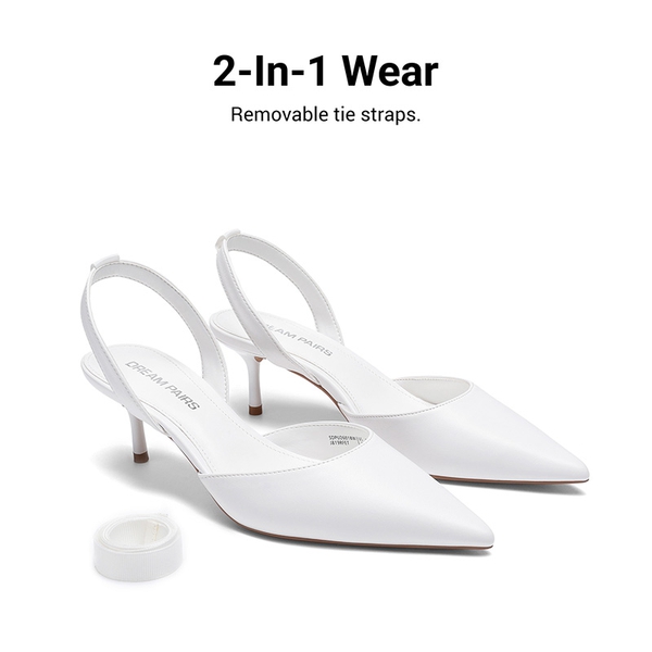 Women’s 2-in-1 Detachable Strap Heels - WHITE - 4