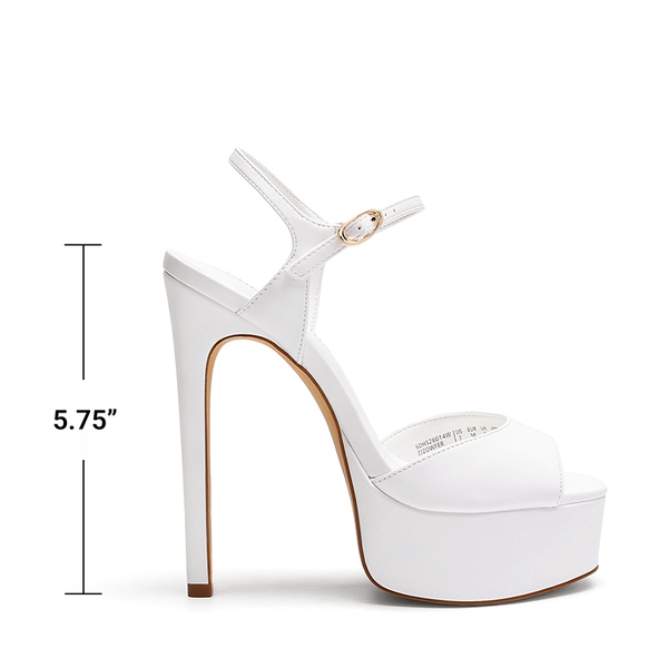 Women’s Platform Stiletto Heels with Cushioned Insole - WHITE - 3