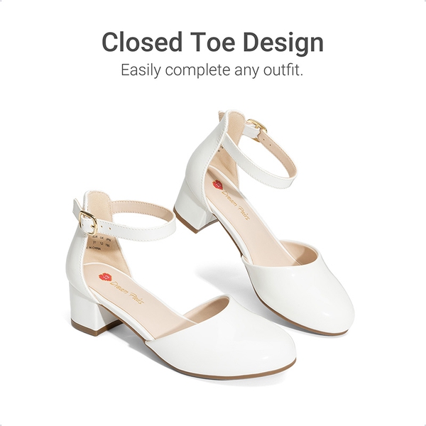 Girls’ Comfy Dress Shoes with Non-Slip Sole - WHITE - 3