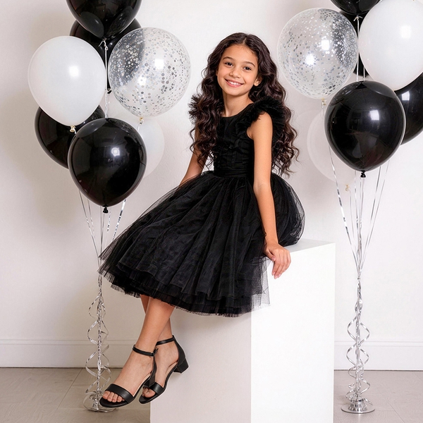 Girls’ Comfy Party Heels with Buckle Closure - BLACK - 1