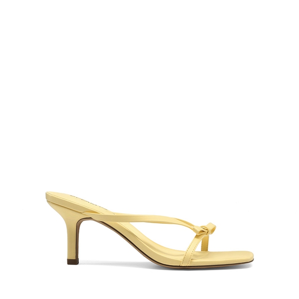 Women’s Bow Thong Kitten Heel Sandals with Non-Slip Sole - YELLOW - 3