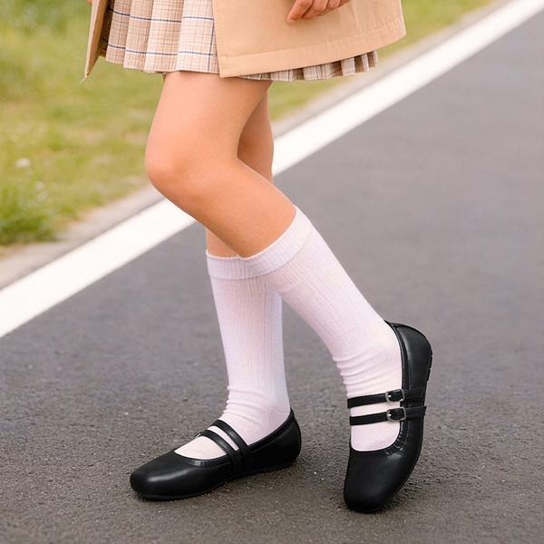 Girls’ Memory Foam Dress Flats with Arch Support - BLACK - 2