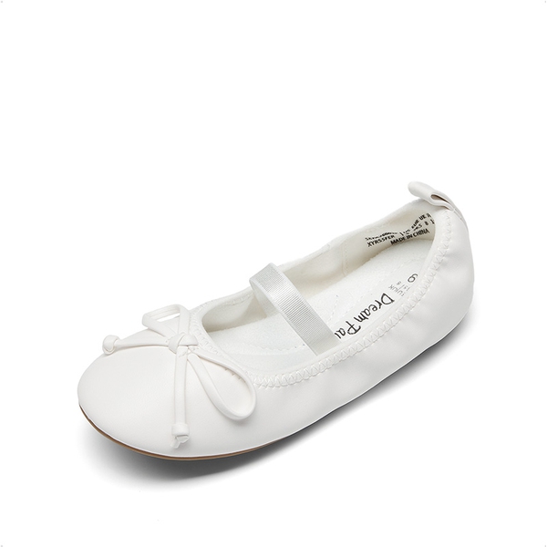 Girls’ Bow Dress Flats with Arch Support - WHITE -  0