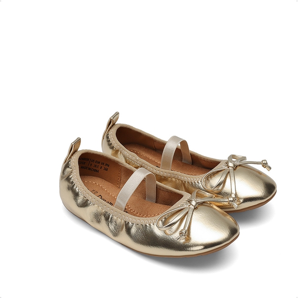 Girls’ Bow Dress Flats with Arch Support - GOLD - 5